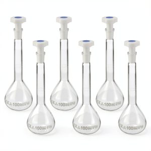 PATIKIL 100ml Volumetric Flask 6Pcs Borosilicate Glass with Plug Cap-0
