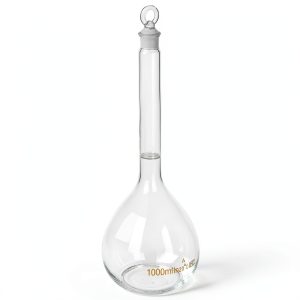 QWORK 1000ml Volumetric Flask Ground Glass Stopper High Borosilicate-0