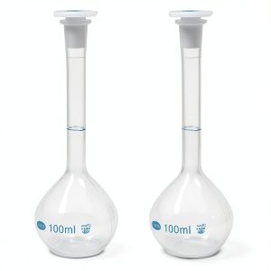 Sscon 2Pcs 100ml Plastic Lab Volumetric Flasks Snap Caps-0